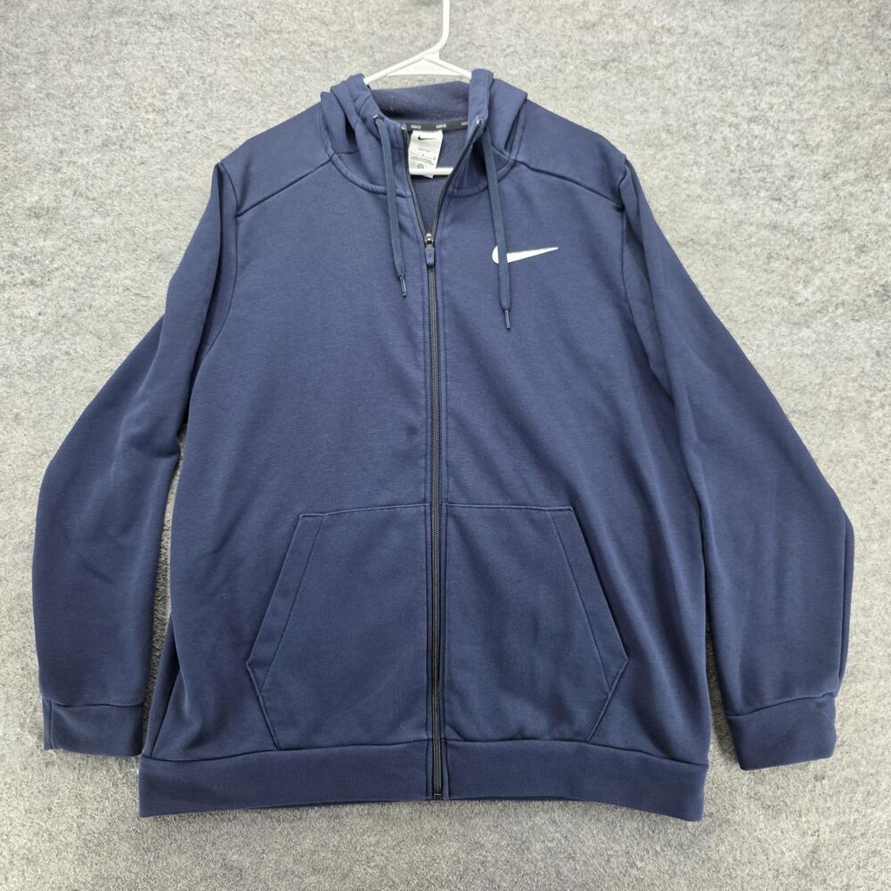 Nike Hoodie Mens L Blue Full Zip Hooded Pockets Fleece Dri-FIT CZ6376-451